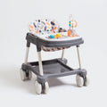 Girello per bambini - plastica-tessuto - 69x61x57 cm - grigio-bianco-beige-arancione - moderno con vassoio e ruote