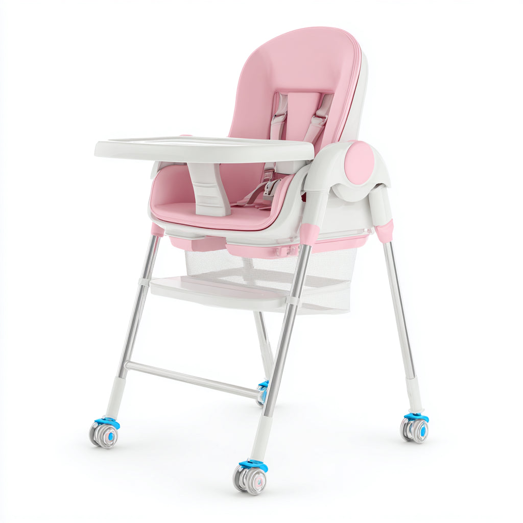 Seggioloni pappa-Legno-Plastica-Metallo-Tessuto-84x68x109 cm-Rosa-Bianco-Argento-Modern Soft Design