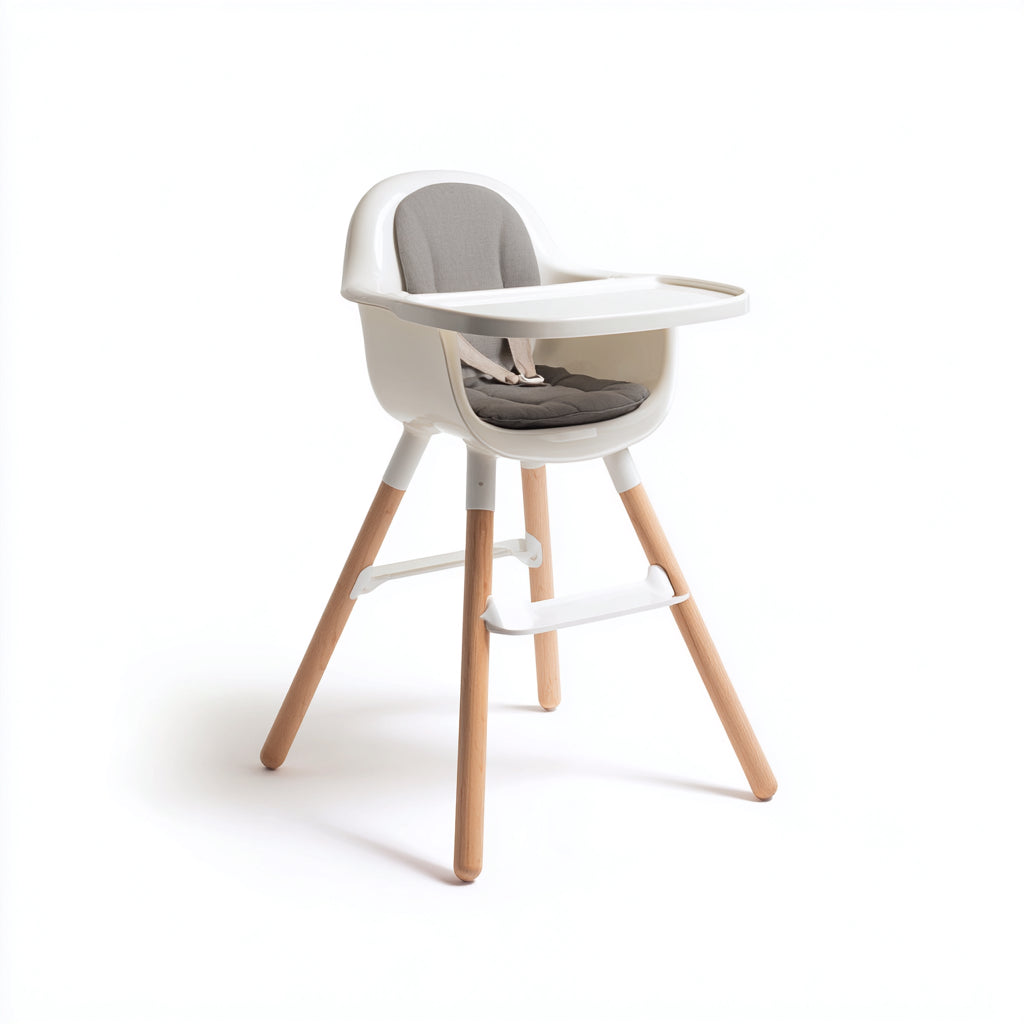 Seggioloni pappa-Legno-Plastica-Tessuto-80x64x105 cm-Grigio-Bianco-Legno-Nordic Minimal