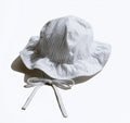 Cappellini per neonati - Cotone - 27 x 27 x 13 cm - Bianco-Grigio chiaro - A righe con tesa arricciata