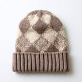 Cappelli invernali - fibra acrilica - 27 x 24 cm - marrone-beige - stile casual con motivo a rombi