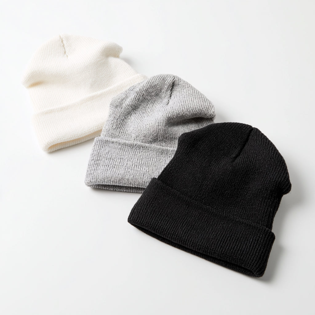 Cappelli invernali - fibra acrilica - 27 x 23 cm - bianco-grigio-nero - stile casual minimal