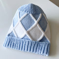 Cappelli invernali - fibra acrilica - 28 x 24 cm - azzurro-bianco - stile casual con motivo argyle