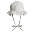 Cappellini per neonati - Cotone - 28 x 27 x 14 cm - Bianco-Grigio chiaro - A righe con tesa ondulata e lacci