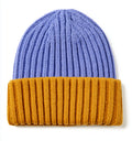 Cappelli invernali - fibra acrilica - 27 x 24 cm - blu-giallo - stile casual bicolore a coste