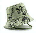 Cappellini per neonati - Cotone - 28 x 24 x 14 cm - Verde chiaro-Nero - Stile dinosauri con tesa ampia