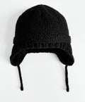 Cappelli invernali - lana sintetica-pelliccia sintetica - 30 x 26 cm - nero - stile trapper con paraorecchie e lacci