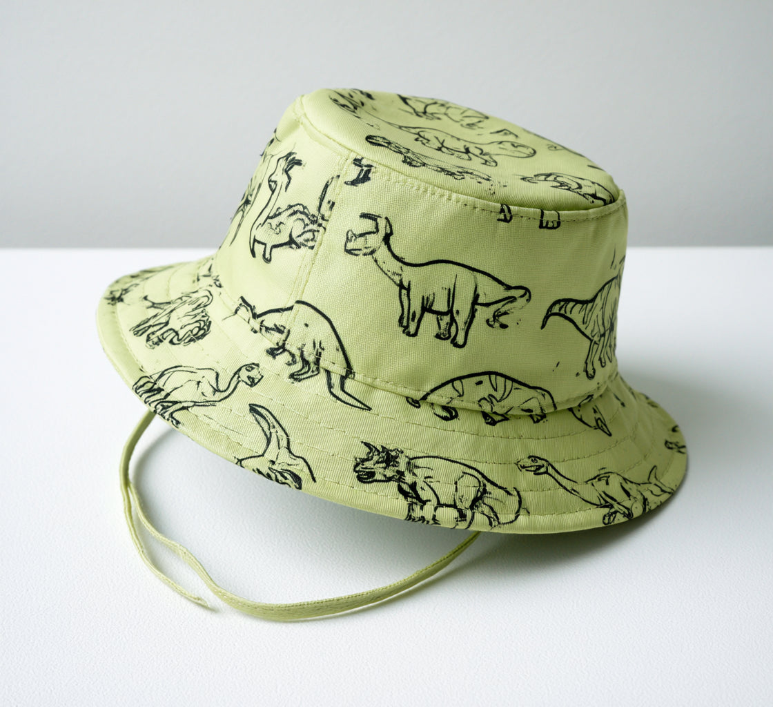 Cappellini per neonati - Cotone - 27 x 25 x 14 cm - Verde chiaro-Nero - Stile dinosauri con tesa larga