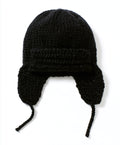Cappelli invernali - lana sintetica-pelliccia sintetica - 31 x 27 cm - nero - stile trapper con paraorecchie e lacci