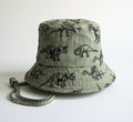 Cappellini per neonati - Cotone - 26 x 24 x 13 cm - Verde salvia-Nero - Stile dinosauri con tesa morbida