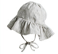 Cappellini per neonati - Cotone - 29 x 28 x 15 cm - Grigio chiaro-Bianco - A righe con tesa ondulata e lacci