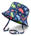 Cappellini per neonati - Poliestere - 28 x 25 x 15 cm - Blu scuro-Verde lime-Rosso corallo-Azzurro-Bianco - Stile safari con dinosauri e tesa larga